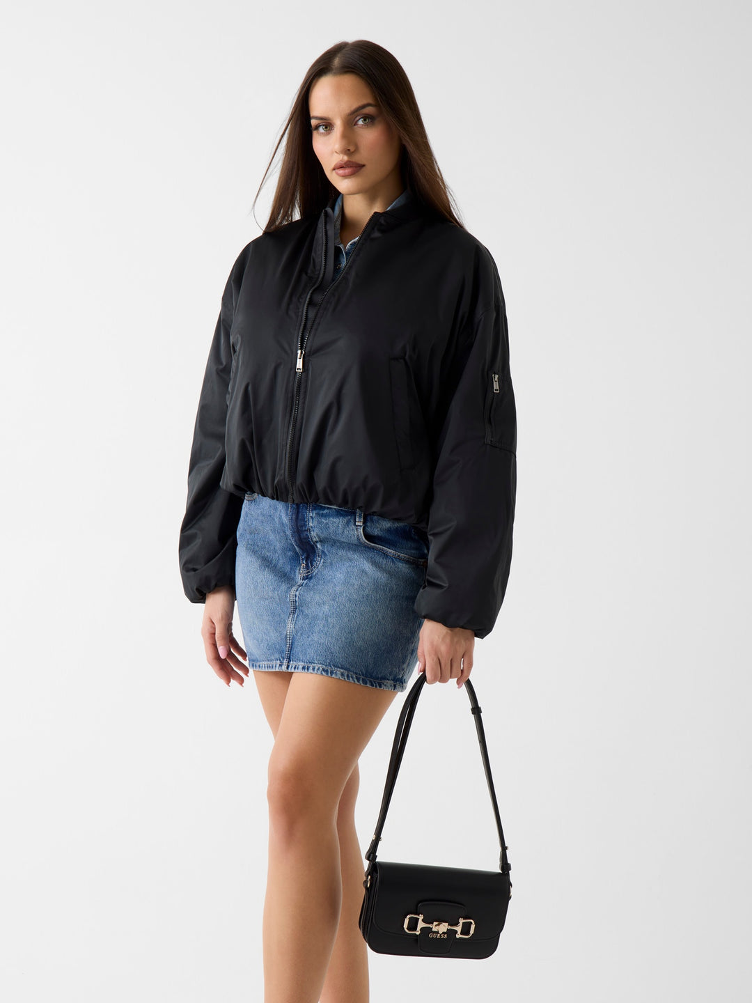 Guess Janie Logo Cross Body Bag In Black For Women