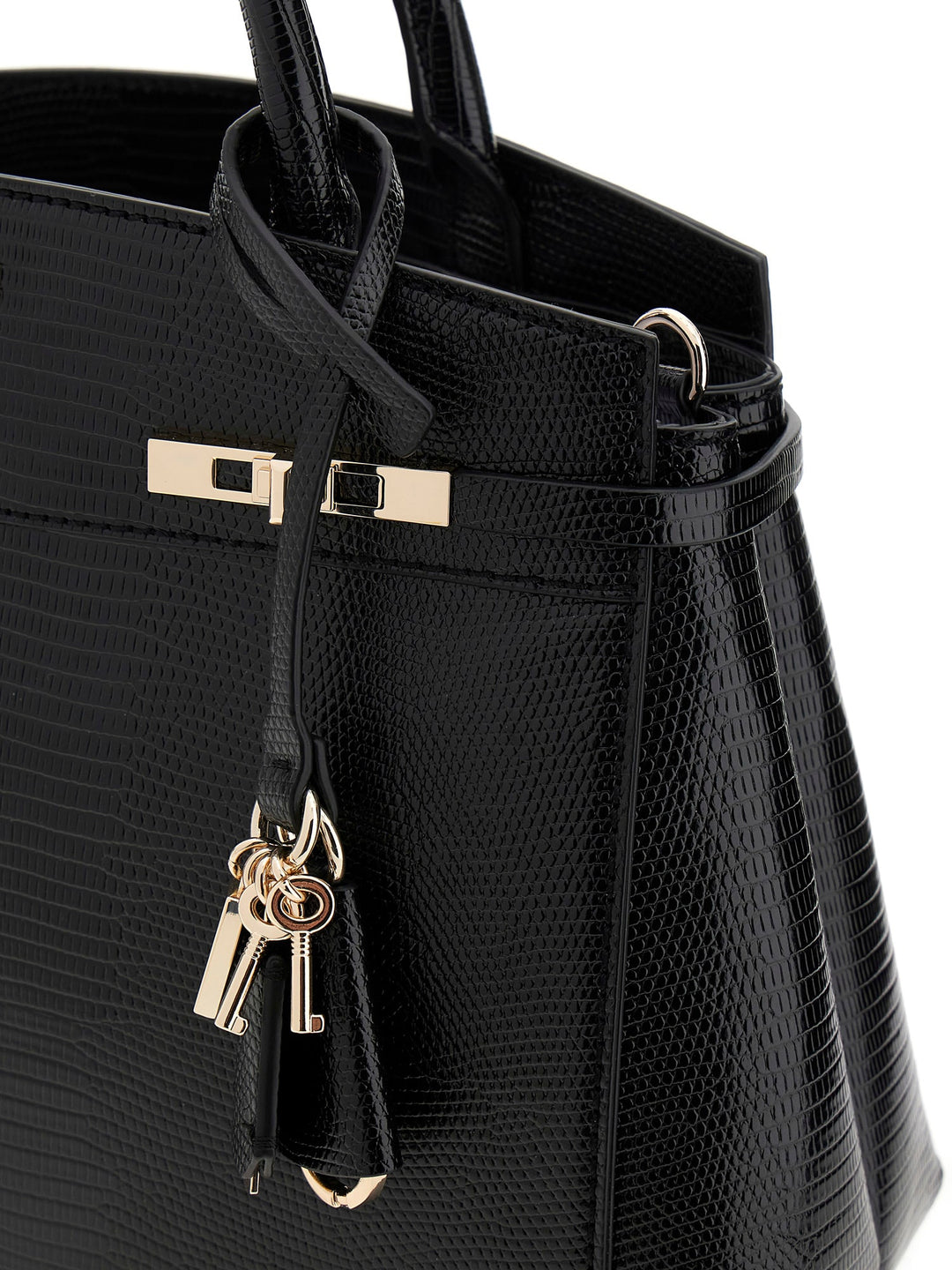 Guess Melinda Triple Compartment Satchel In Black For Women