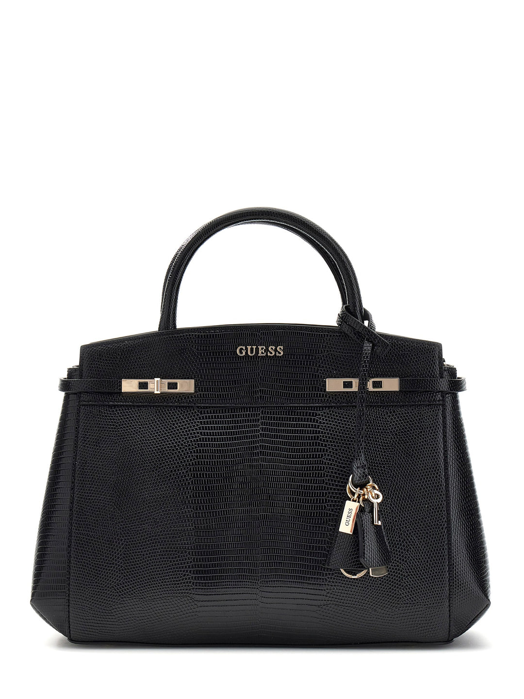 Guess Melinda Triple Compartment Satchel In Black For Women