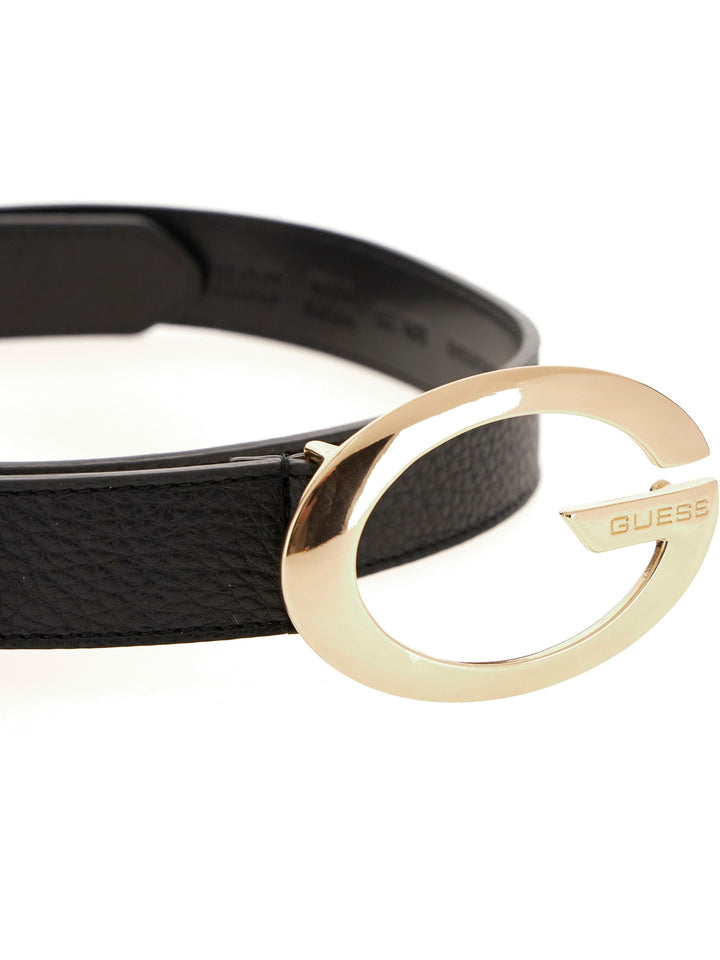Guess Camden Golden G Logo Belt In Black For Women