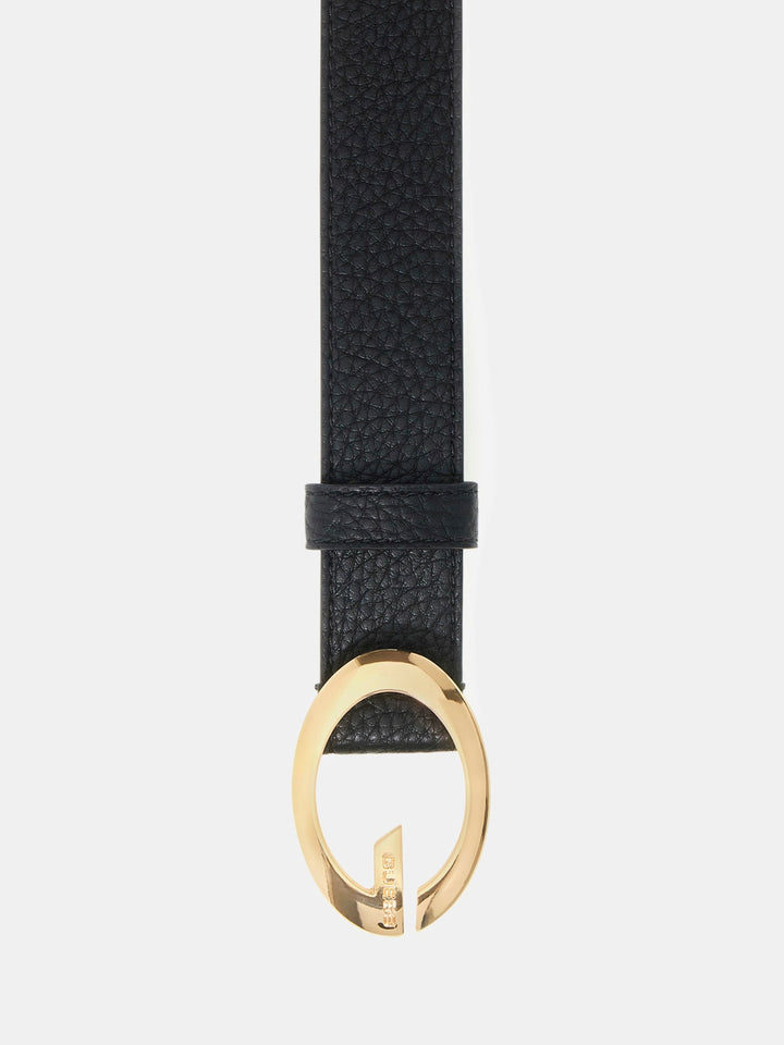 Guess Camden Golden G Logo Belt In Black For Women