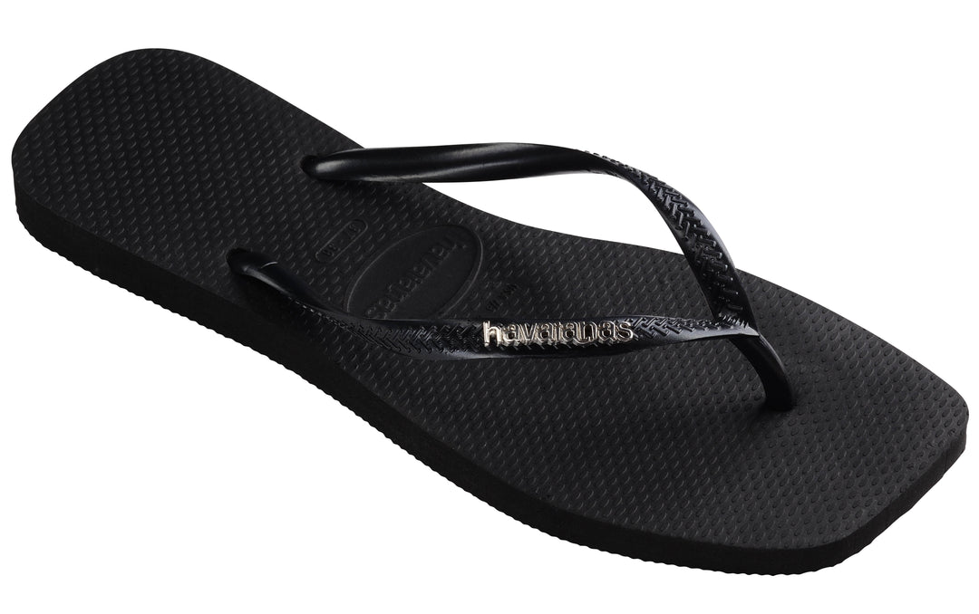 Havaianas Slim Square Logo Metalic In Black For Women