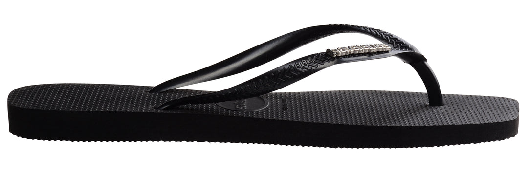 Havaianas Slim Square Logo Metalic In Black For Women