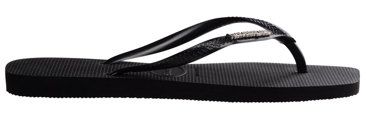 Havaianas Slim Square Logo Metalic In Black For Women