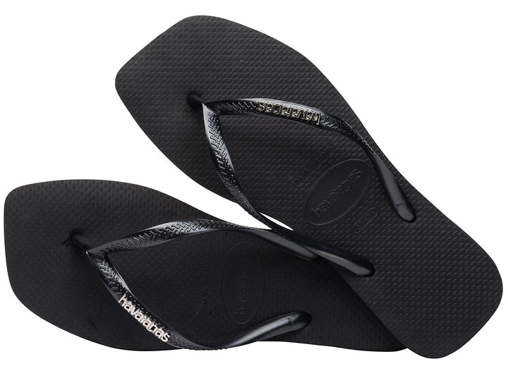 Havaianas Slim Square Logo Metalic In Black For Women