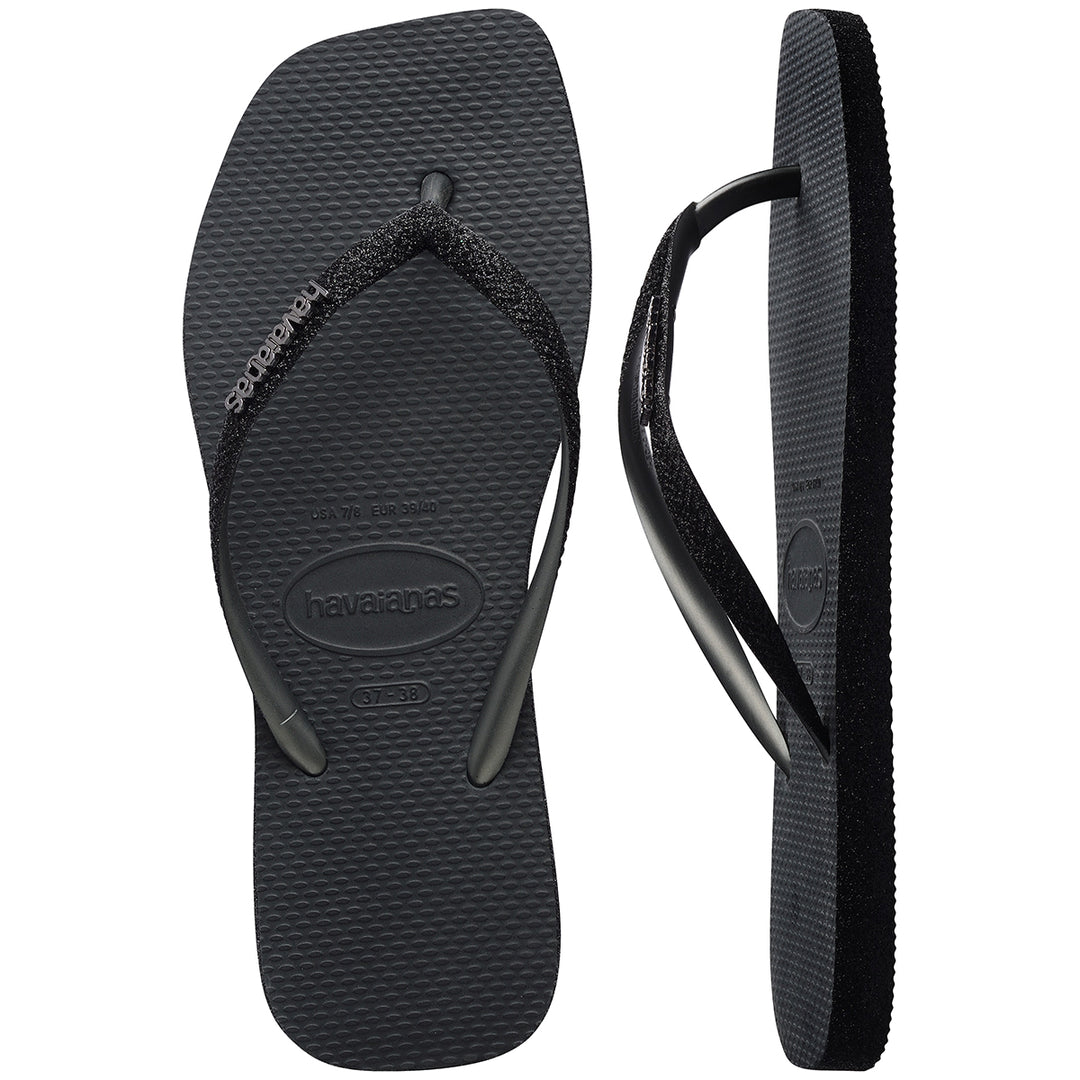 Havaianas Slim Square Sparkle In Black For Women