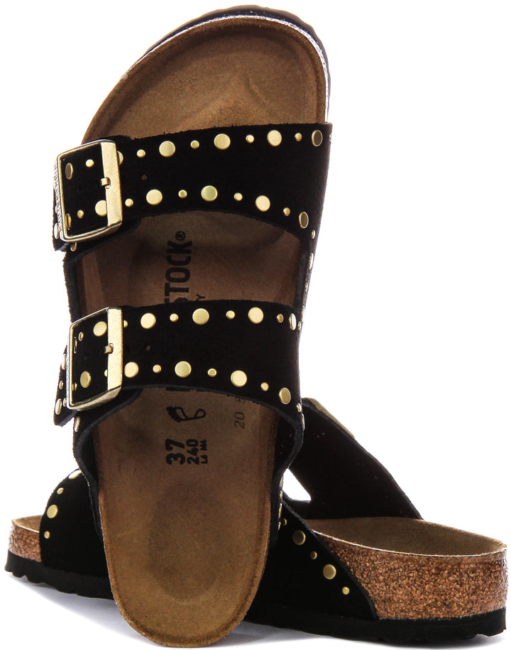 Birkenstock Arizona Rivet In Black For Women | Regular Fit