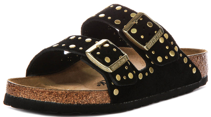 Birkenstock Arizona Rivet In Black For Women | Regular Fit