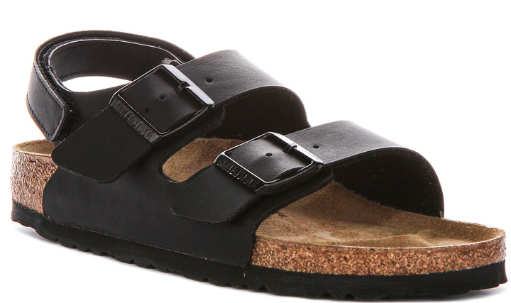 Birkenstock Milano Kids In Black For Juniors | Narrow Fit