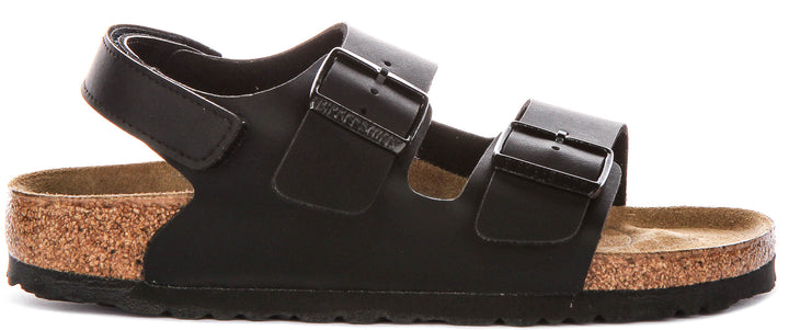 Birkenstock Milano Kids In Black For Juniors | Narrow Fit