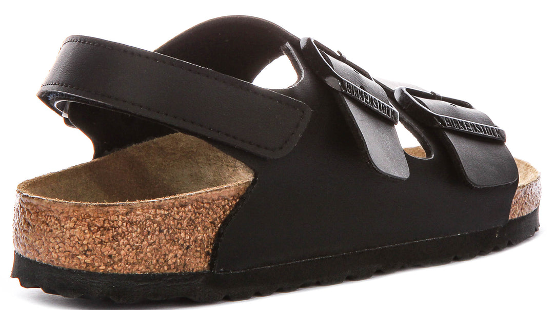 Birkenstock Milano Kids In Black For Juniors | Narrow Fit