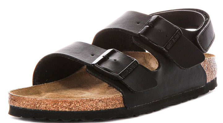Birkenstock Milano Kids In Black For Juniors | Narrow Fit