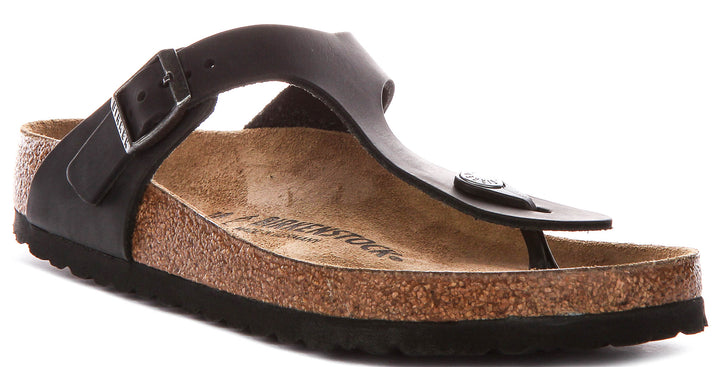 Birkenstock Gizeh Bs In Black Leather | Regular Fit