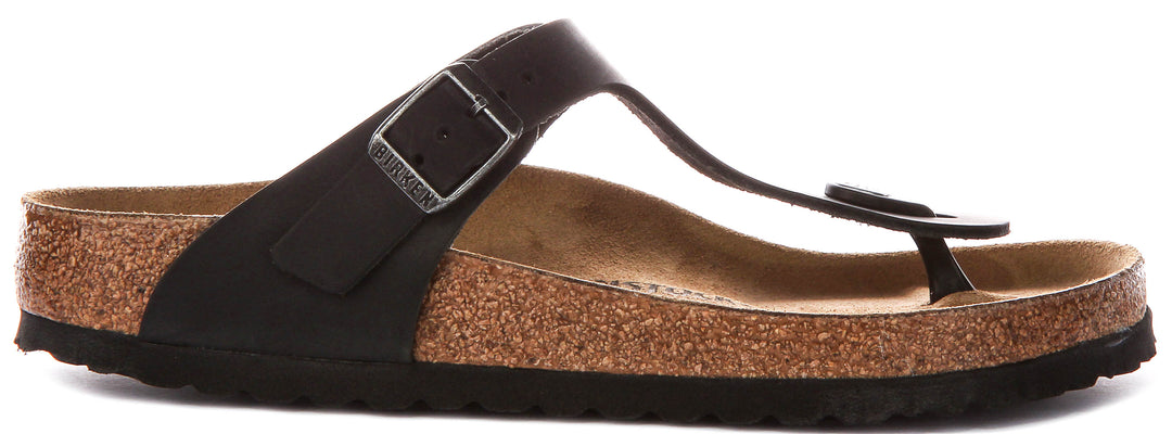 Birkenstock Gizeh Bs In Black Leather | Regular Fit