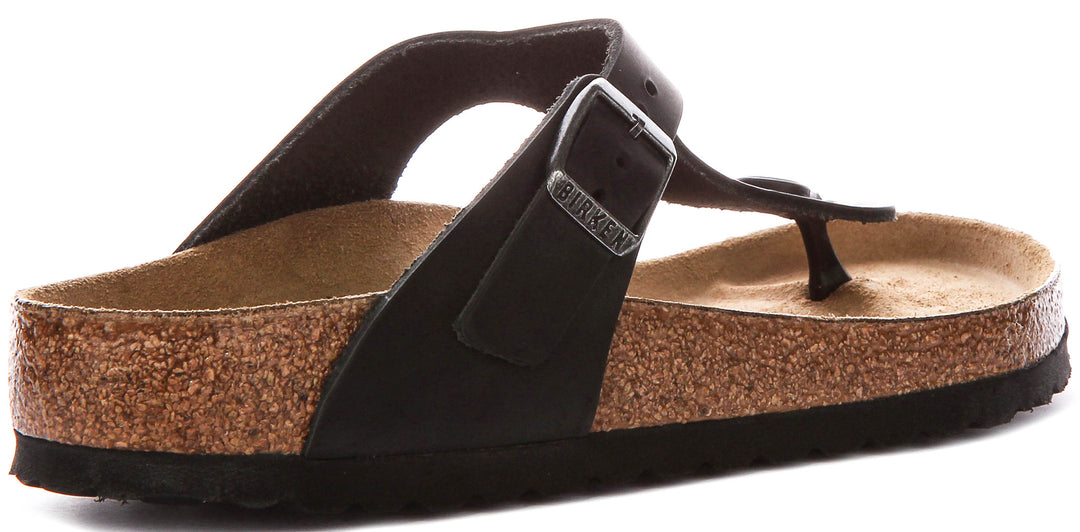 Birkenstock Gizeh Bs In Black Leather | Regular Fit