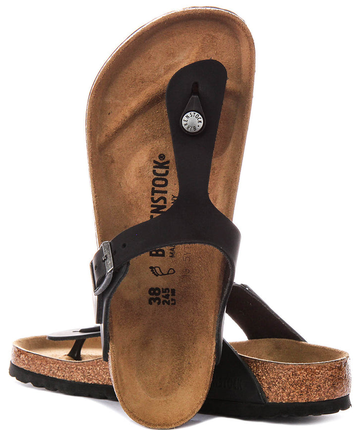 Birkenstock Gizeh Bs In Black Leather | Regular Fit