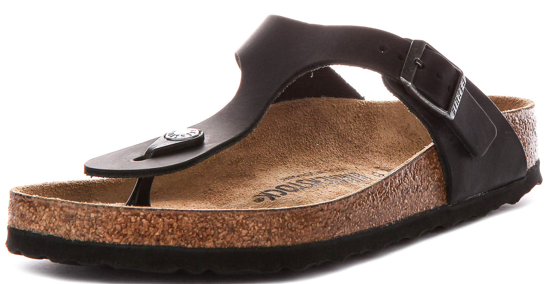 Birkenstock Gizeh Bs In Black Leather | Regular Fit