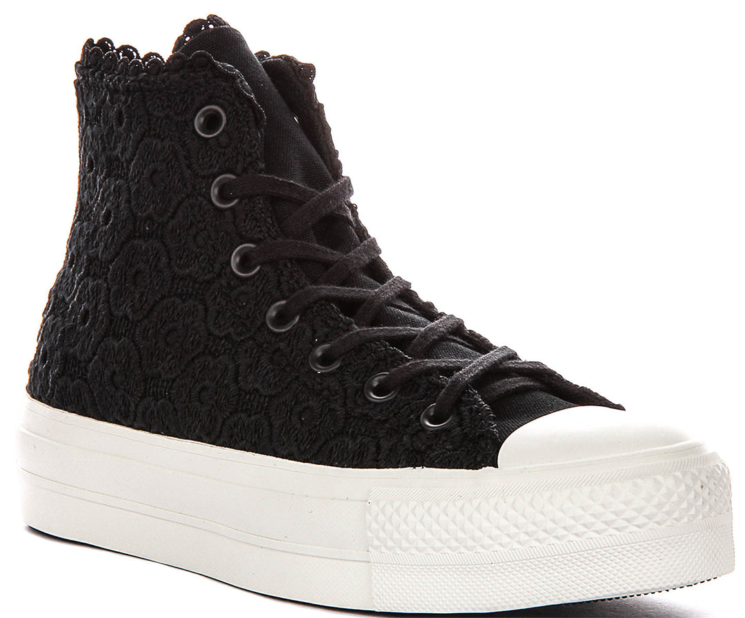 Converse Chuck Taylor A16887C All Star Lift Platform Crochet In Black