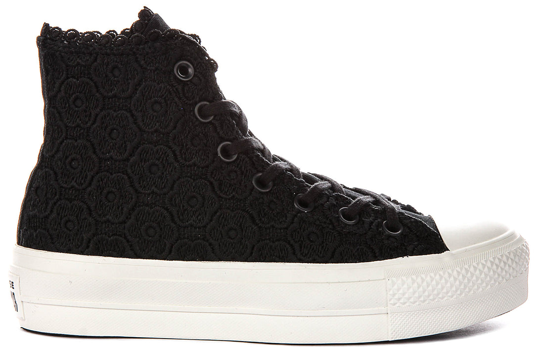 Converse Chuck Taylor A16887C All Star Lift Platform Crochet In Black