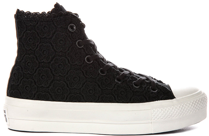 Converse Chuck Taylor A16887C All Star Lift Platform Crochet In Black