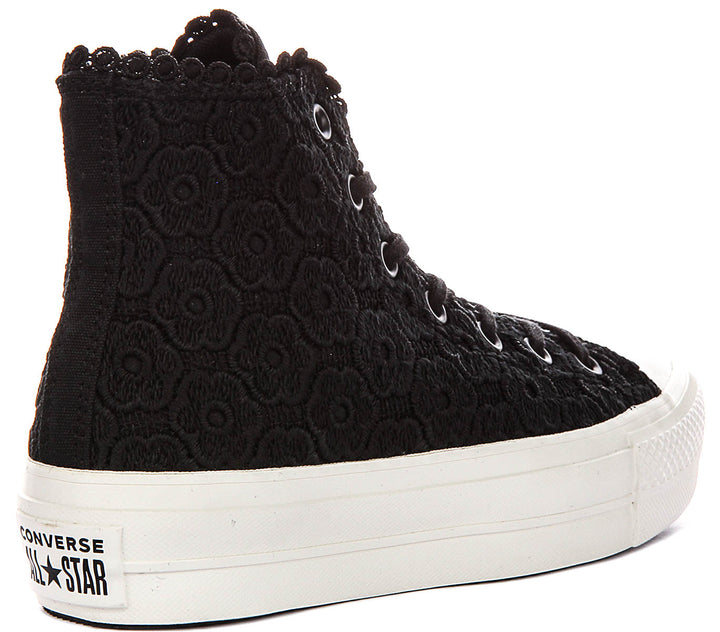 Converse Chuck Taylor A16887C All Star Lift Platform Crochet In Black