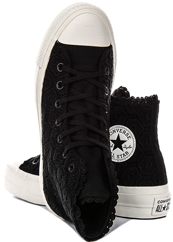 Converse Chuck Taylor A16887C All Star Lift Platform Crochet In Black