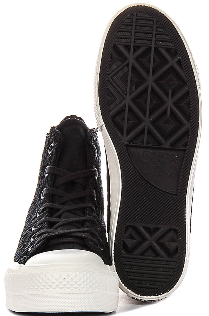 Converse Chuck Taylor A16887C All Star Lift Platform Crochet In Black