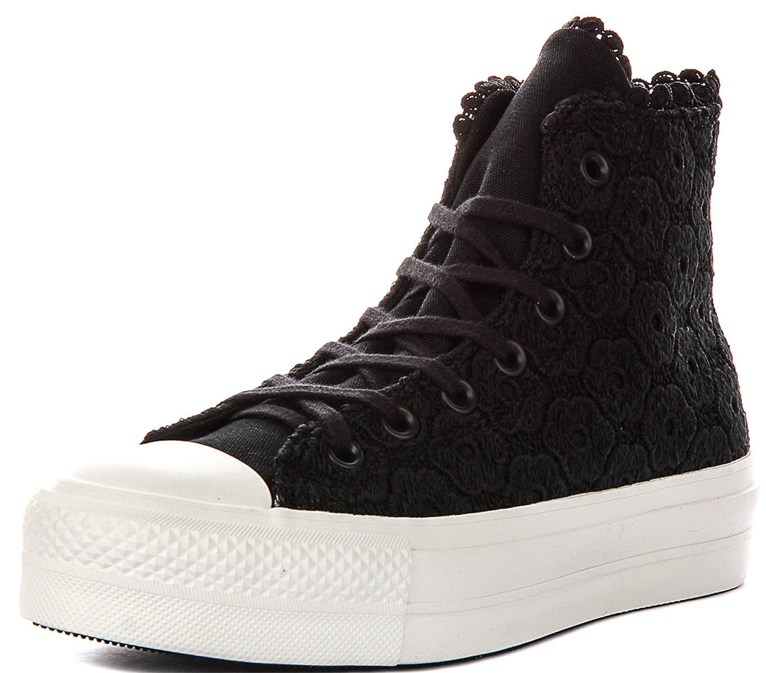 Converse Chuck Taylor A16887C All Star Lift Platform Crochet In Black