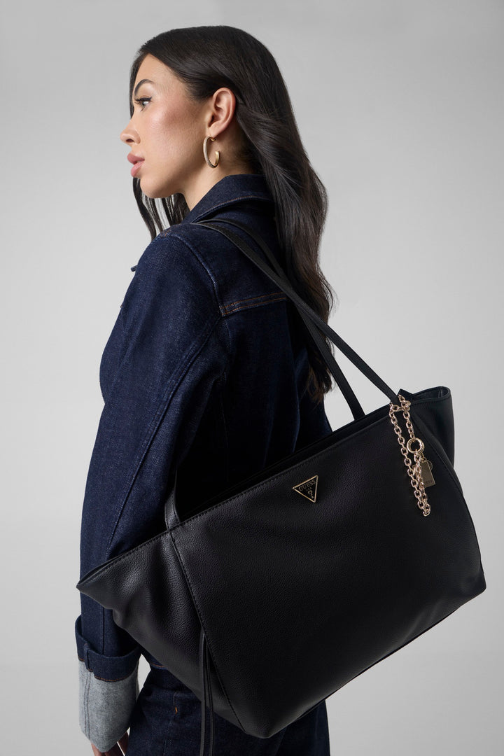 Guess Devon Shopper Shoulder Bag In Black For Women