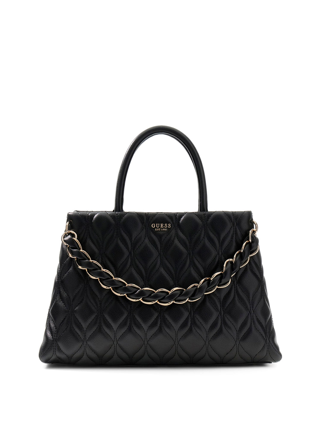 Guess Maxine Quilted Satchel Bag In Black For Women