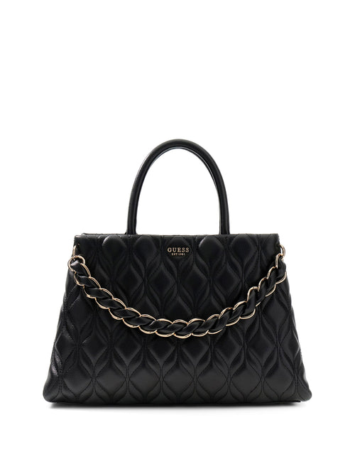 Guess Maxine Quilted Satchel Bag In Black For Women