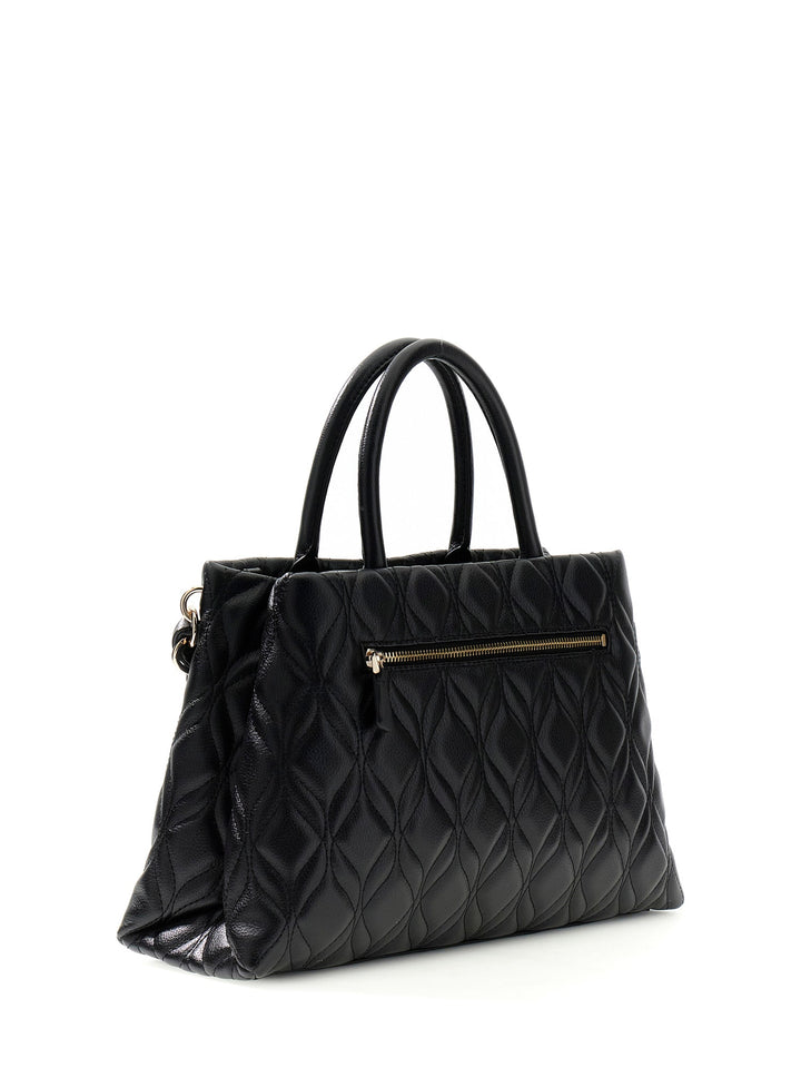 Guess Maxine Quilted Satchel Bag In Black For Women