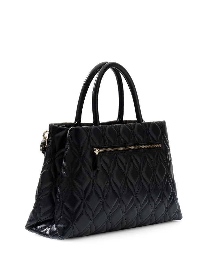 Guess Maxine Quilted Satchel Bag In Black For Women