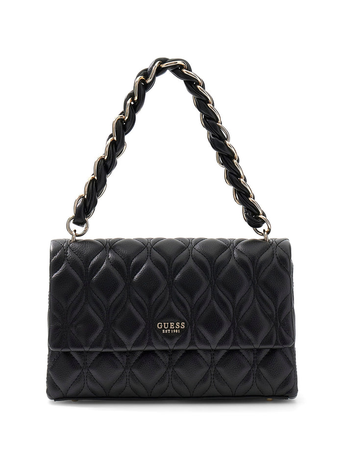 Guess Maxine Quilted Flap Crossbody Bag In Black For Women
