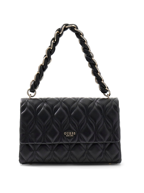 Guess Maxine Quilted Flap Crossbody Bag In Black For Women