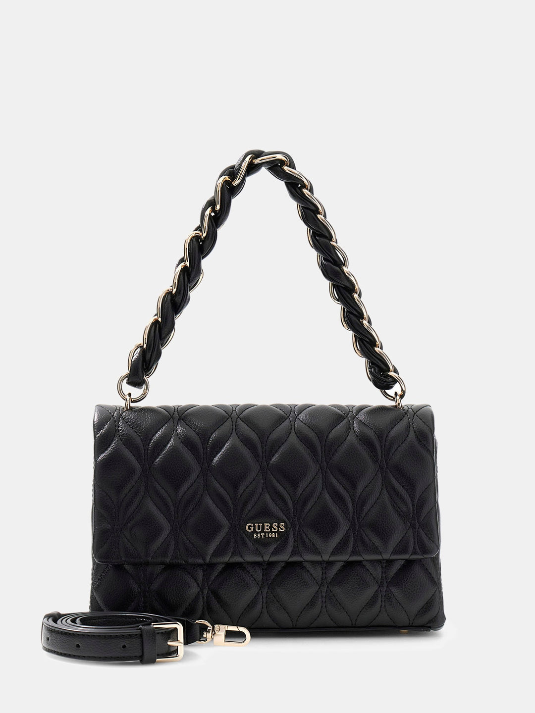 Guess Maxine Quilted Flap Crossbody Bag In Black For Women