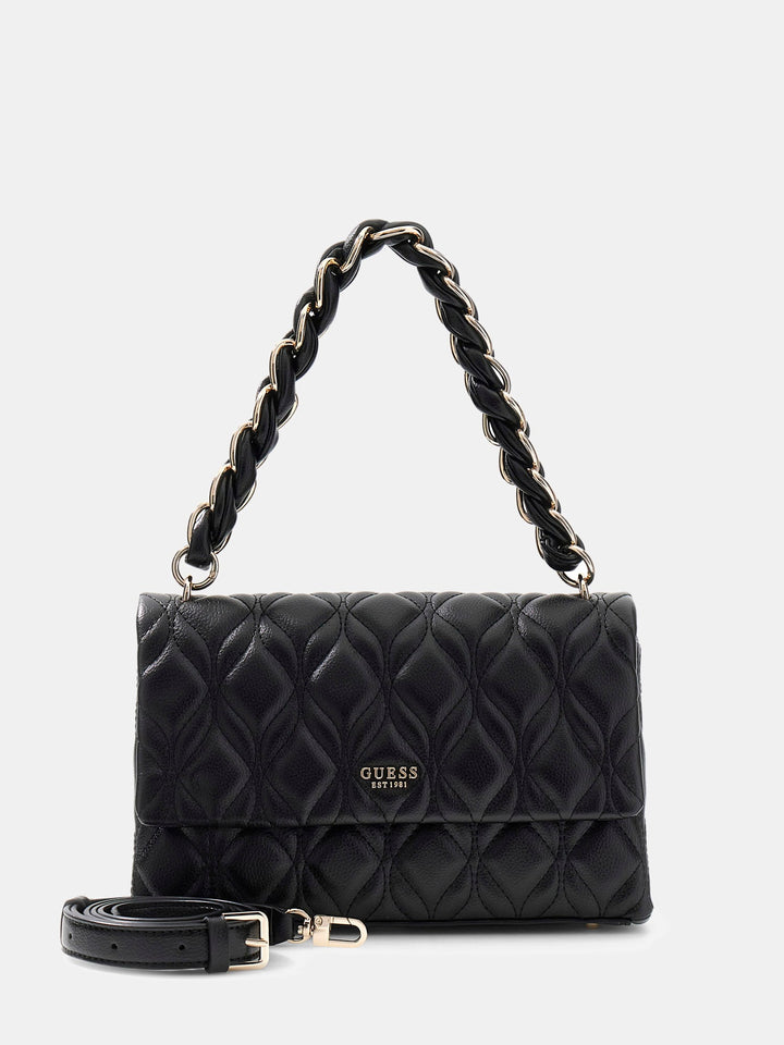 Guess Maxine Quilted Flap Crossbody Bag In Black For Women