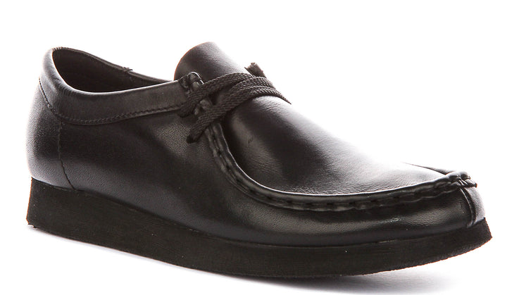Clarks Wallabee In Black Leather For Junior