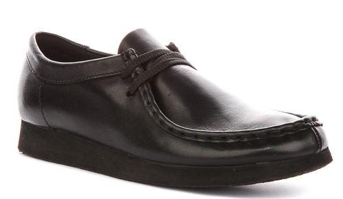 Clarks Wallabee In Black Leather For Junior