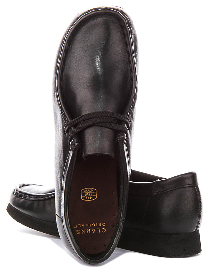 Clarks Wallabee In Black Leather For Junior