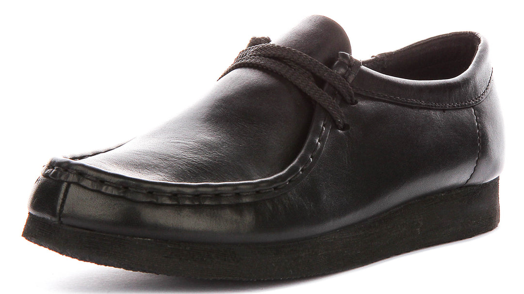 Clarks Wallabee In Black Leather For Junior