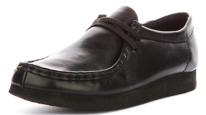 Clarks Wallabee In Black Leather For Junior
