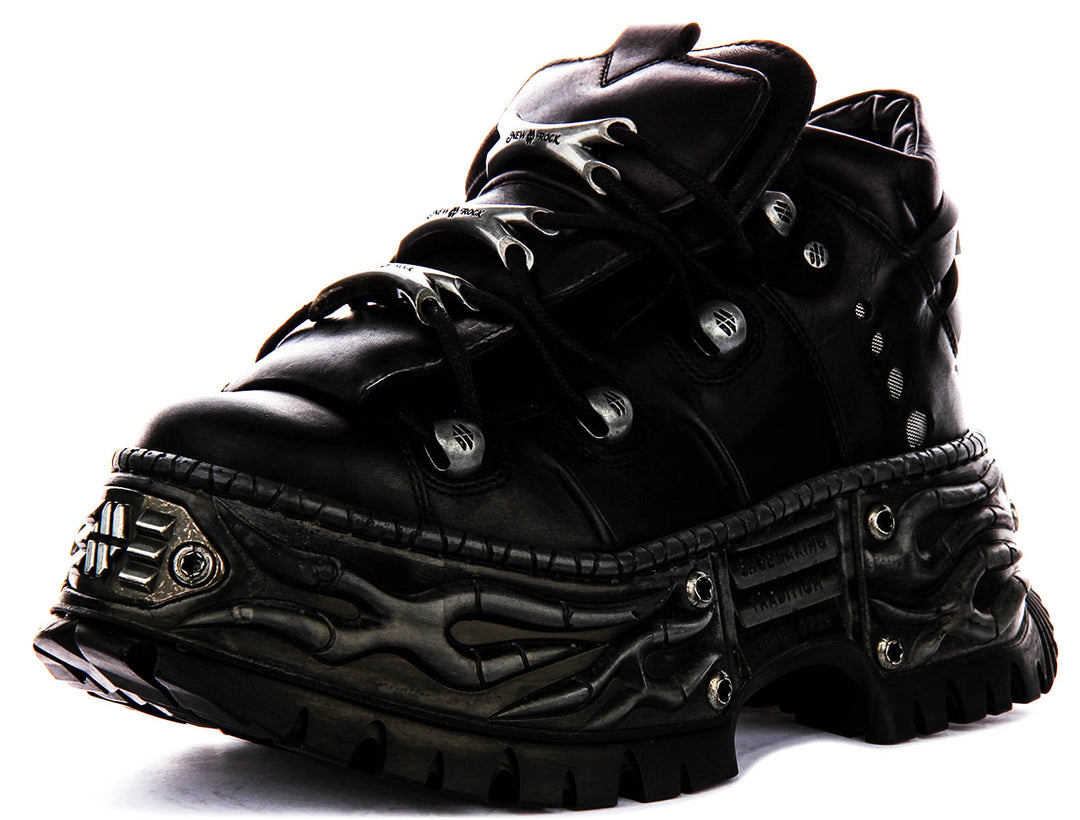 New Rock 106 Gothic In Black For Unisex Platform Ankle Boot