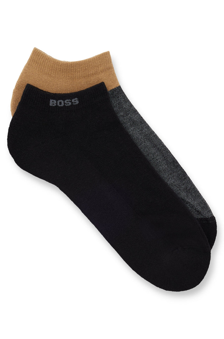 Boss 2 Pair Shoe Sock Plush design In Black Brown For Men