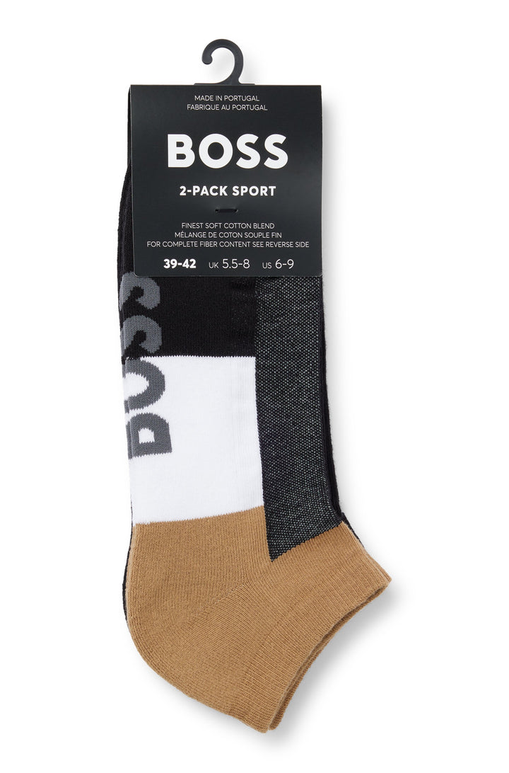 Boss 2 Pair Shoe Sock Plush design In Black Brown For Men