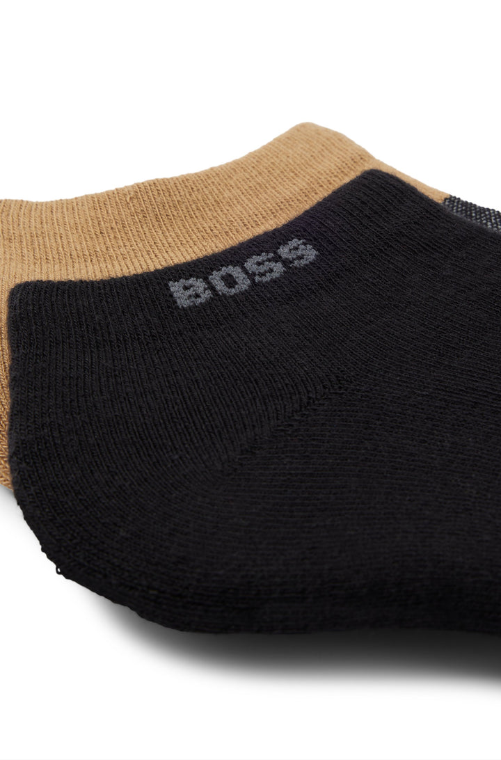 Boss 2 Pair Shoe Sock Plush design In Black Brown For Men
