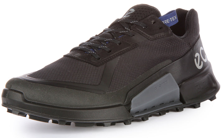 Ecco Biom 2.1 X Country Chaussures de randonnée Gore Tex imperméables à lacets pour hommes en noir noir