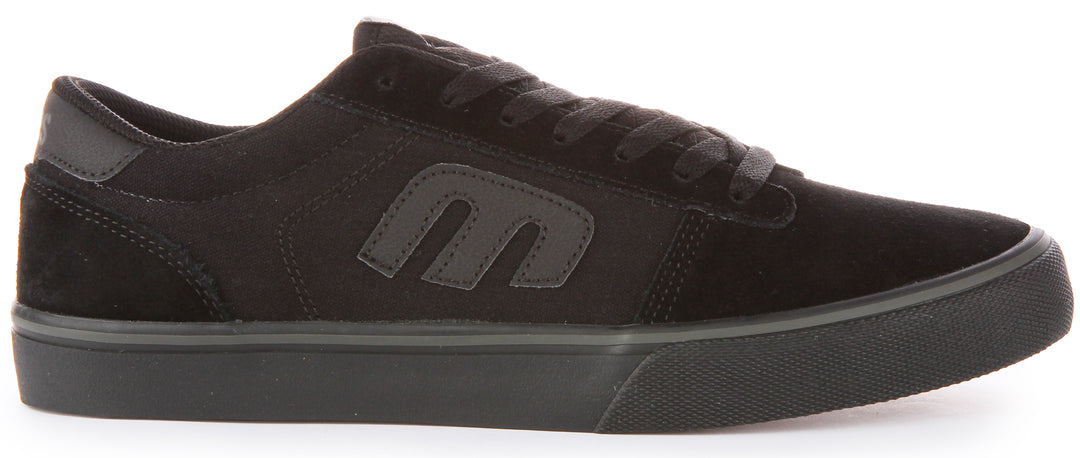 Etnies Calli Vulc Herren Schnürung Le wand Wildleder Turnschuhe Schwarz Schwarz