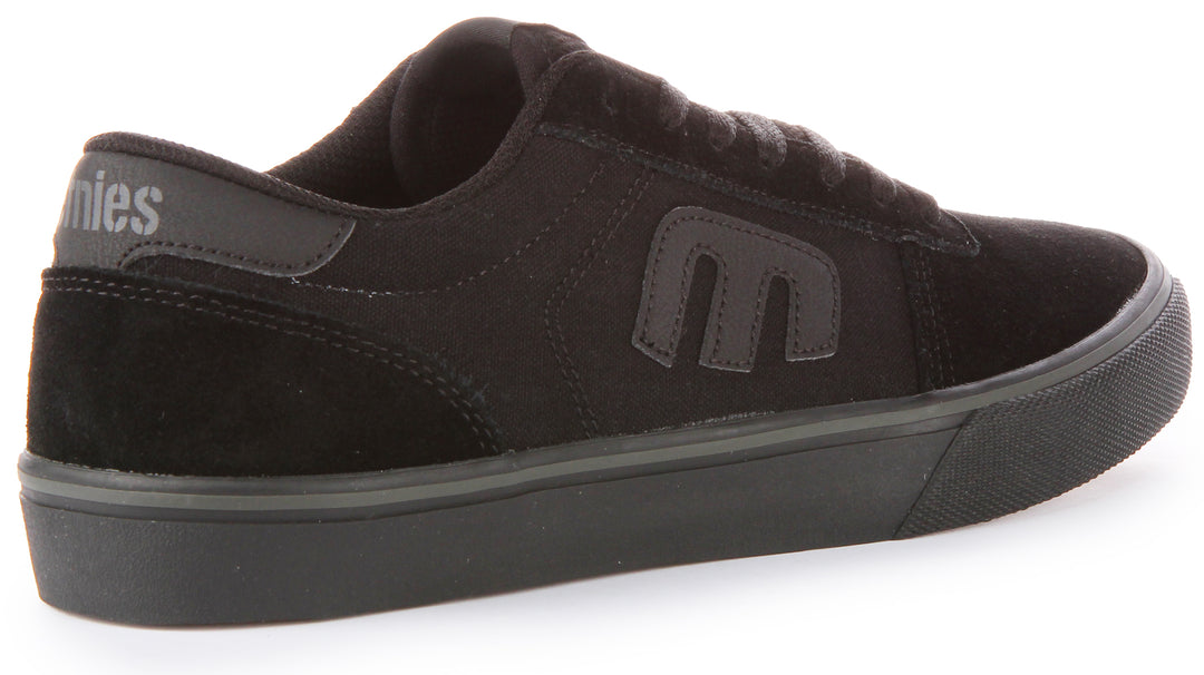 Etnies Calli Vulc Herren Schnürung Le wand Wildleder Turnschuhe Schwarz Schwarz