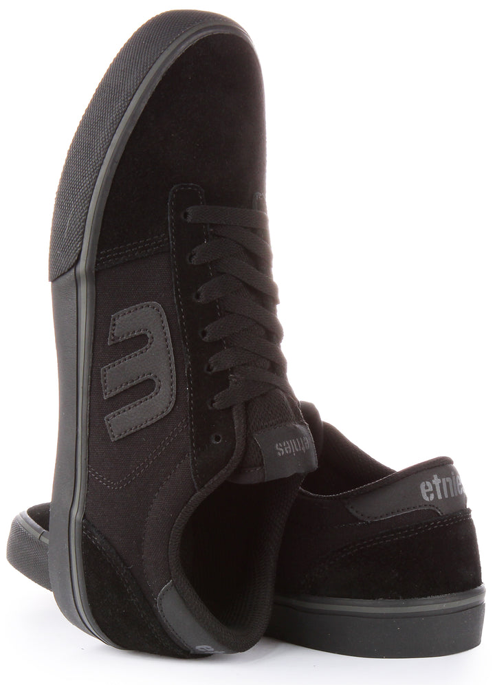 Etnies Calli Vulc Herren Schnürung Le wand Wildleder Turnschuhe Schwarz Schwarz